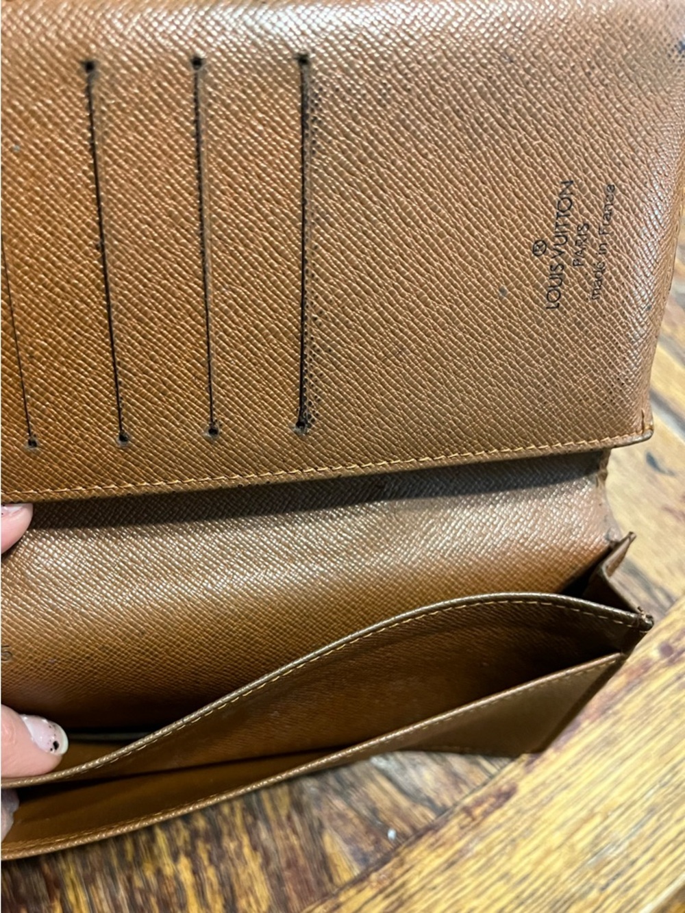Vintage Louis Vuitton Brown Monogram check book wallet and mini papillon 1980’s - Picture 6 of 16